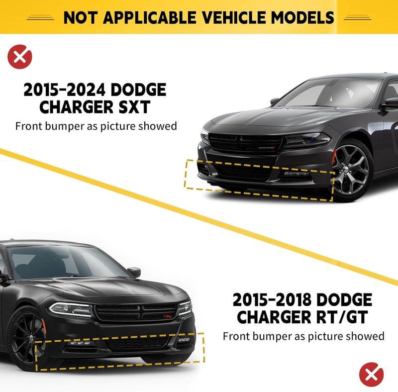 TENGBASE Dodge Charger Front Lip Spoiler Splitter for 2015-2024, Red Front Bumper Lip Kit Compatible with Charger SRT 392/Scat Pack/RT/GT - Image 4